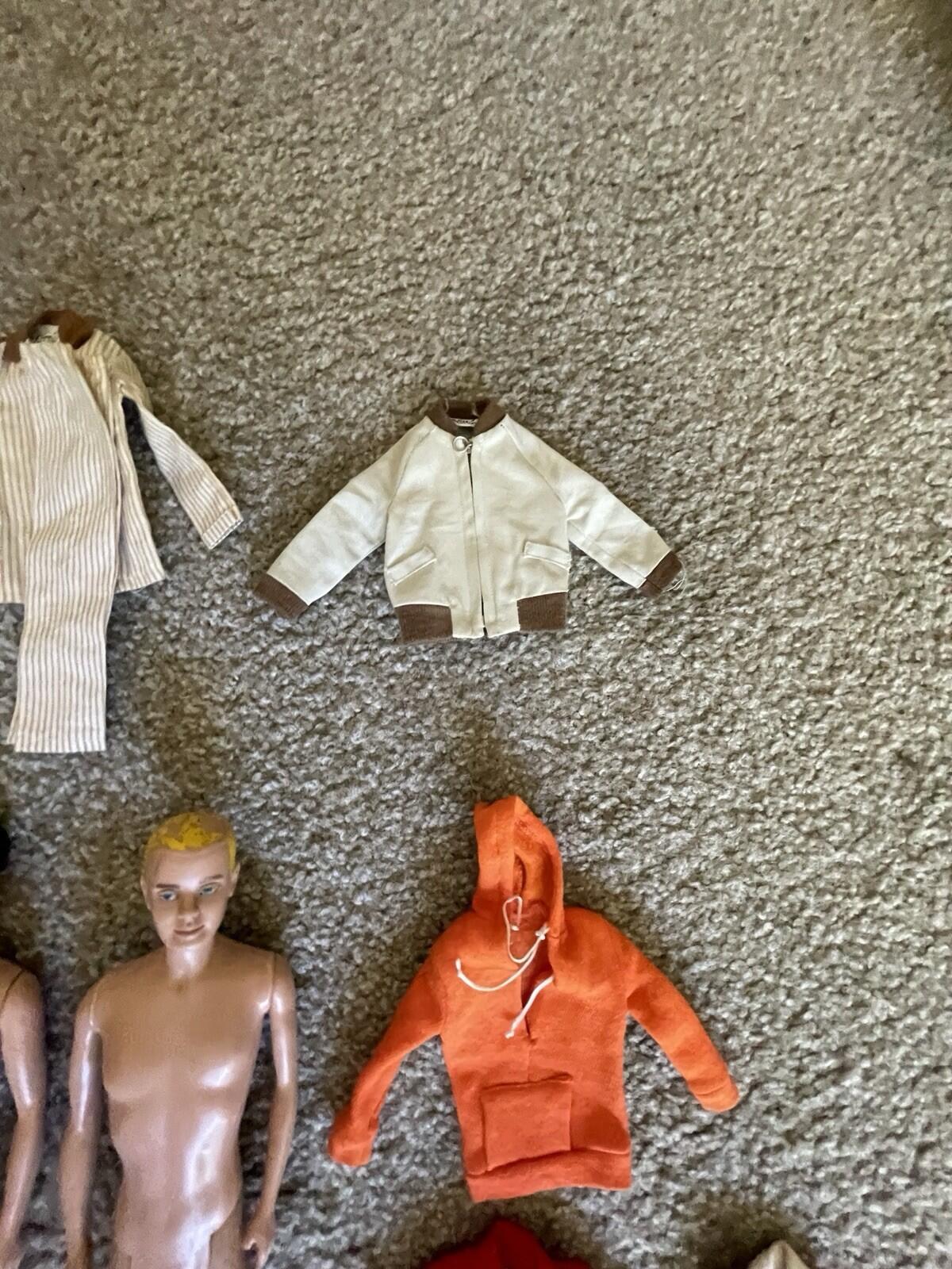Vintage Barbie Doll Vintage Ken Dolls Lot Brunette Flocked Hair 1960's Clothes - Image 4