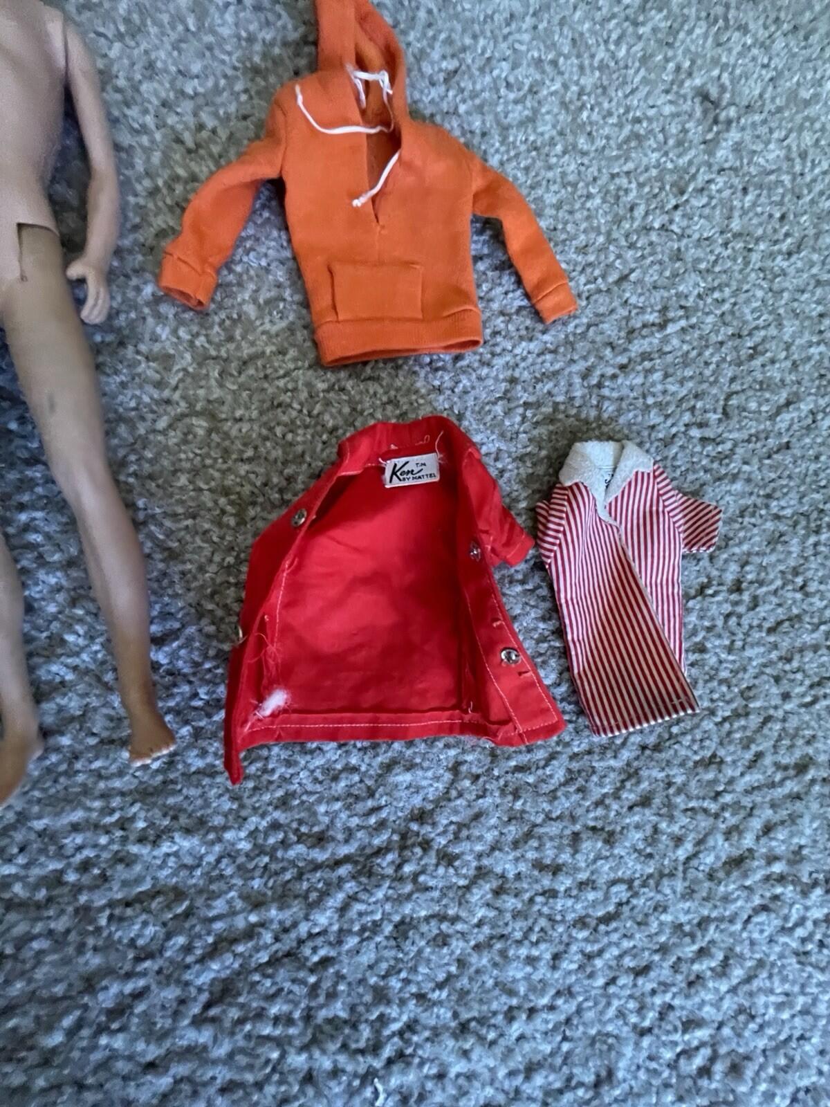 Vintage Barbie Doll Vintage Ken Dolls Lot Brunette Flocked Hair 1960's Clothes - Image 6