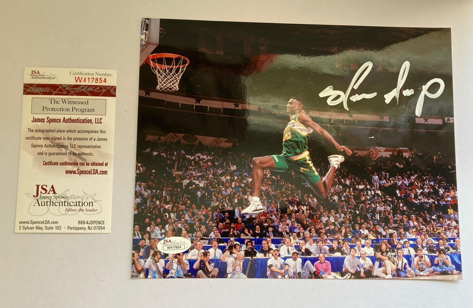 Shawn Kemp Photo Signed Autograph Auto Photograph 8 x 10 JSA Authentication NBA