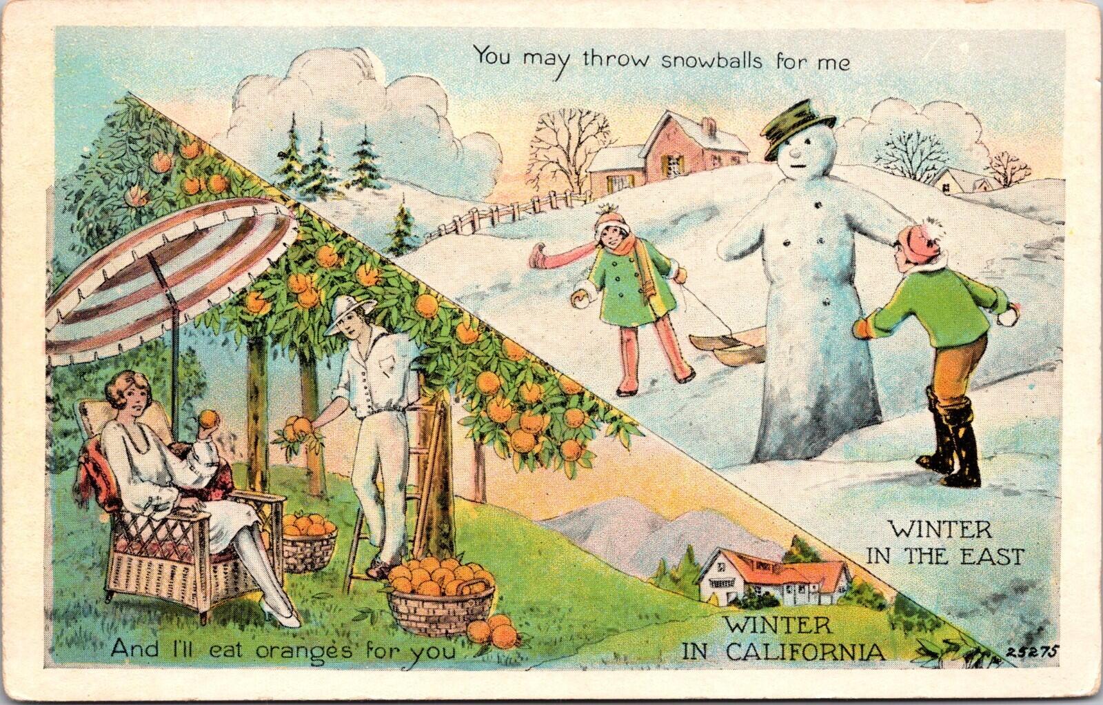 Winter In California Winter In The East Postcard