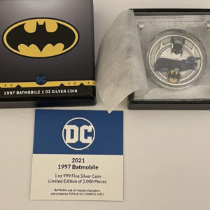 Batman DC Comics 1997 Batmobile 2021  1 oz .999 Fine Silver Coin & COA In Box