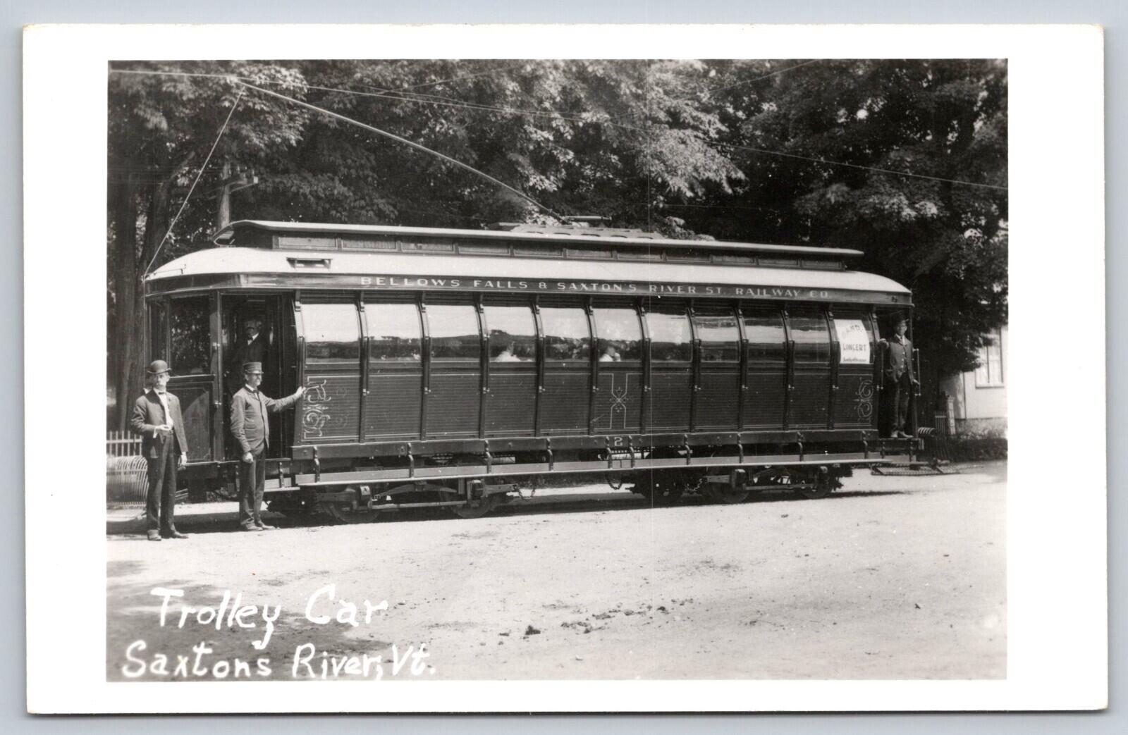 Trolley Car Saxtons River Vermont Postcard RPPC