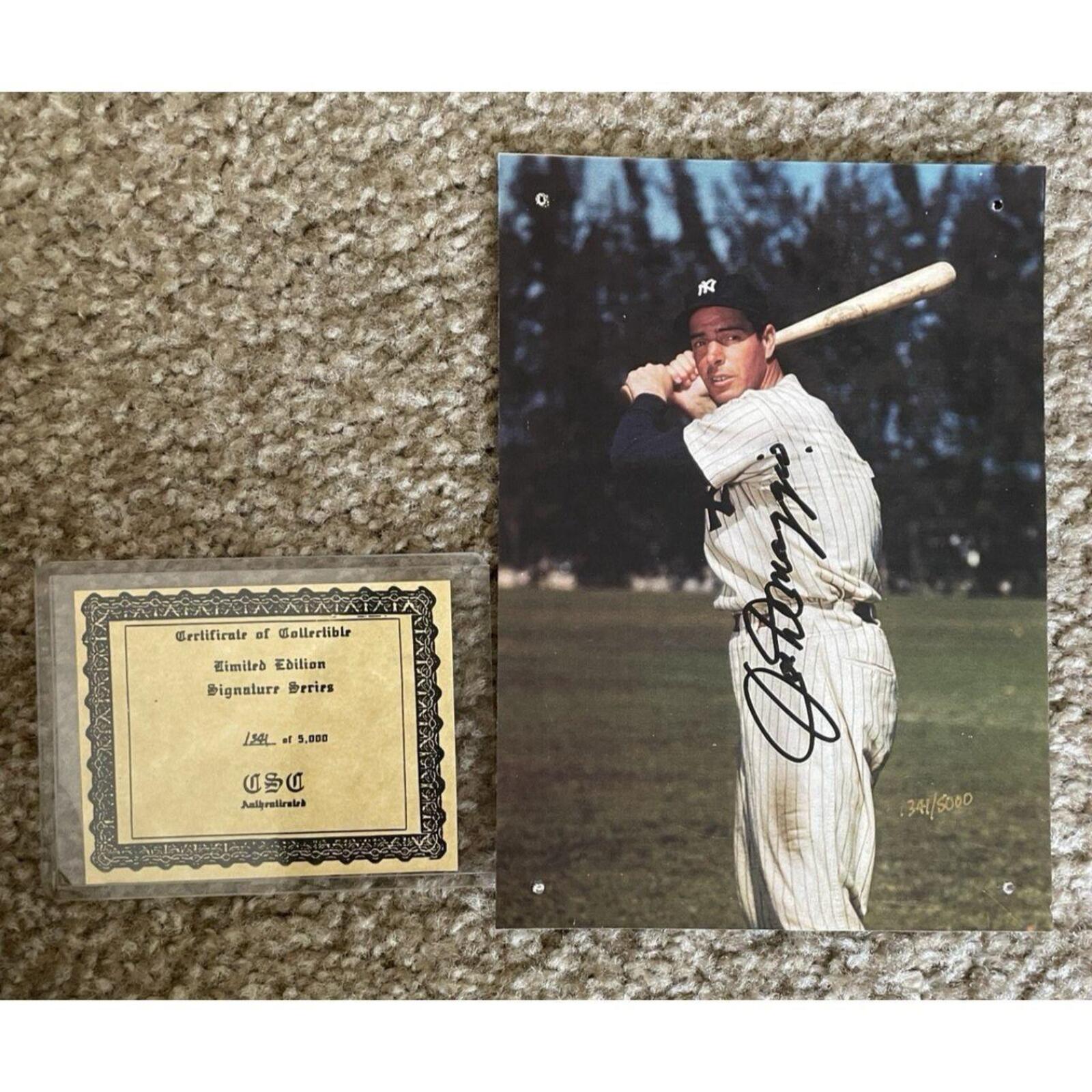 Joe Dimaggio Autographed Photo With Certificate Of Authenticity Numbered