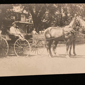 Family In Horse And Carriage In Front Of House RPPC Postcard