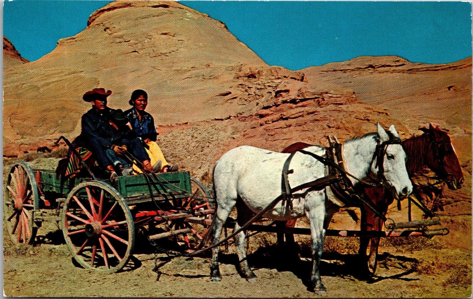 Navajo Indian Family In Their Wagon New Mexico Postcard Unposted