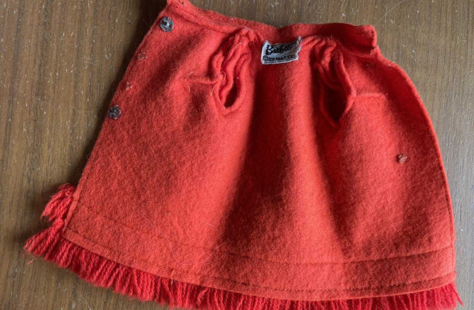 Barbie Doll Felt Orange Coat 1970 Vintage Barbie Doll Coat AS IS - Image 2