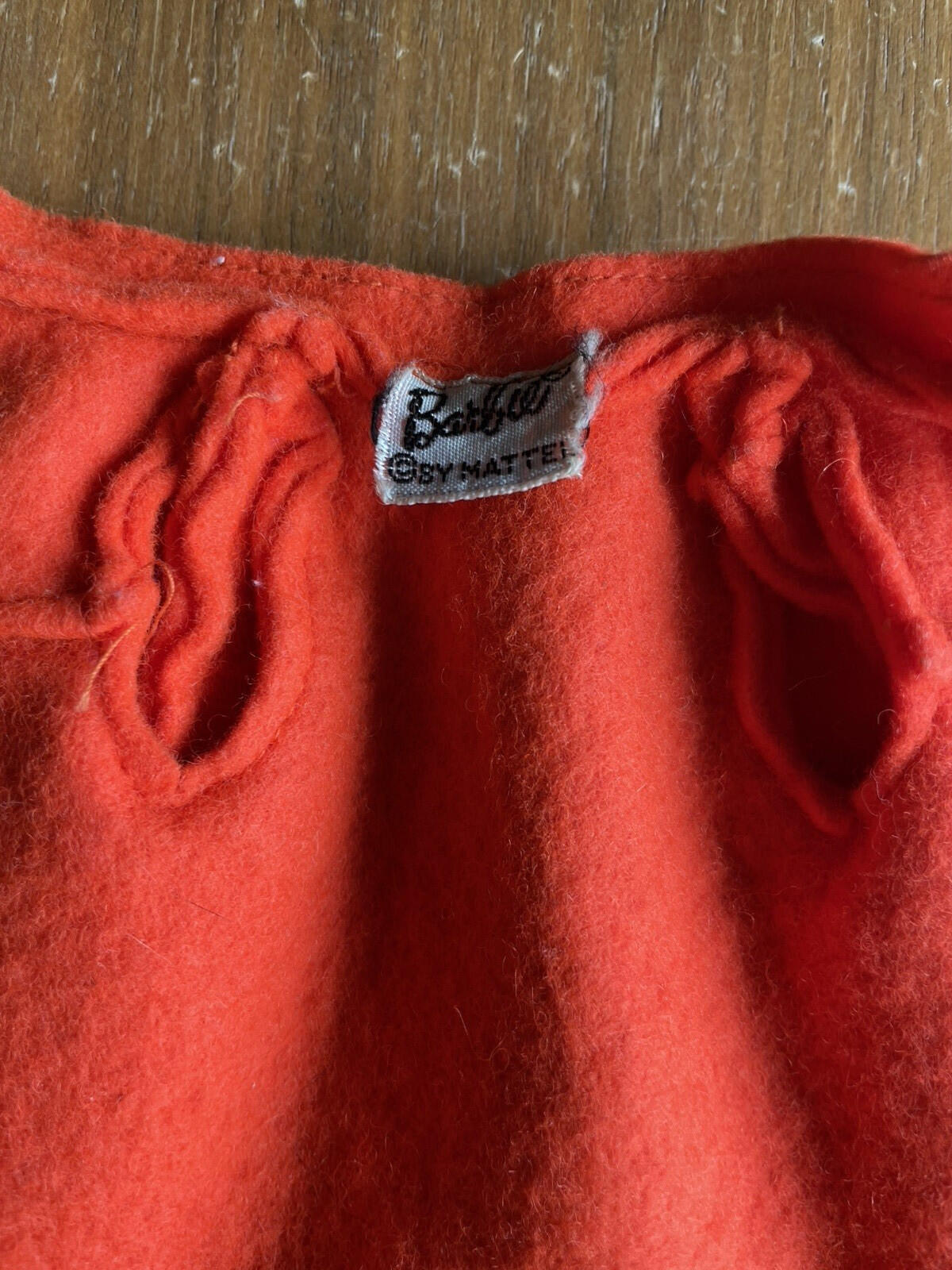 Barbie Doll Felt Orange Coat 1970 Vintage Barbie Doll Coat AS IS - Image 3