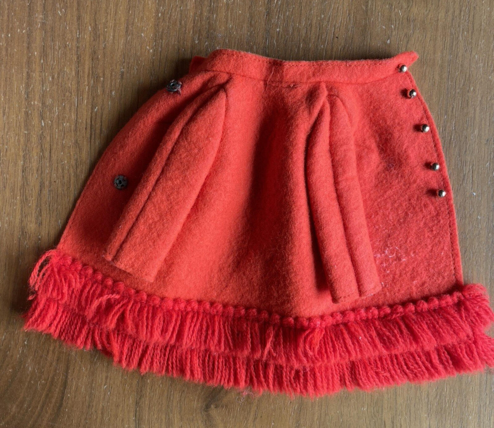 Barbie Doll Felt Orange Coat 1970 Vintage Barbie Doll Coat AS IS - Image 4