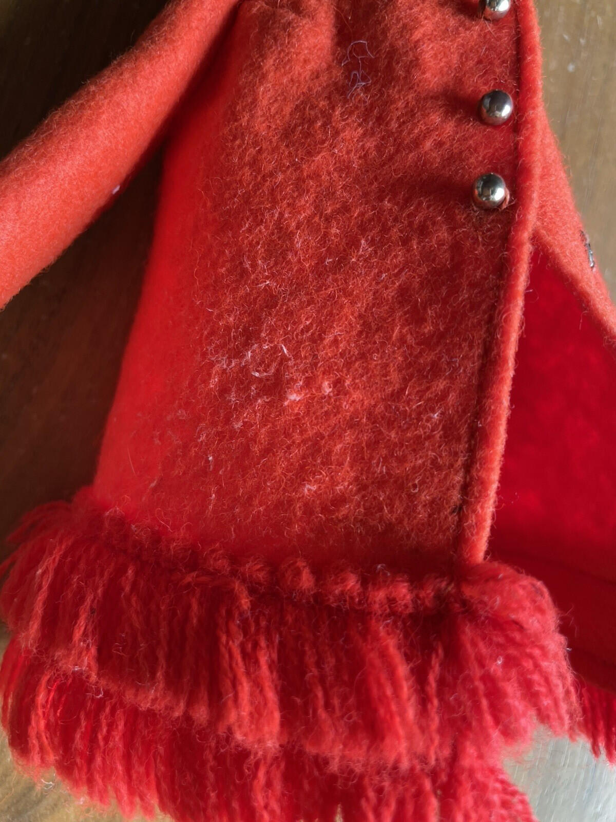 Barbie Doll Felt Orange Coat 1970 Vintage Barbie Doll Coat AS IS - Image 6