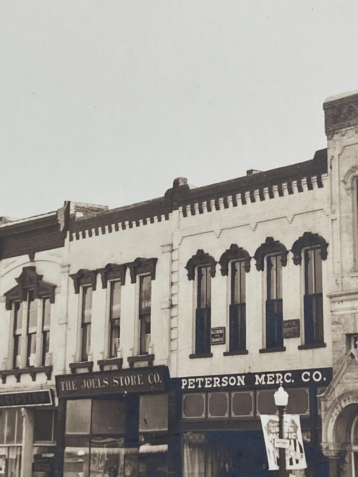Gamble Stores, Peterson Merc Co & The Joels Store Vintage Cars RPPC Postcard - Image 3