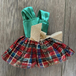 Barbie Doll Holiday Cocktail Dress Formal Green And Red Plaid Dress Doll Dress