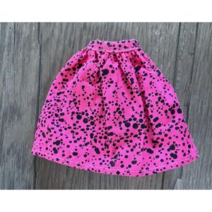 Barbie Doll Pink Skirt With Black Pattern Doll Skirt