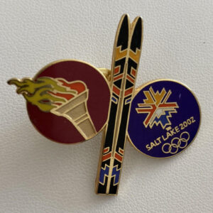 2002 Salt Lake City Utah Olympics Torch Skis Pin