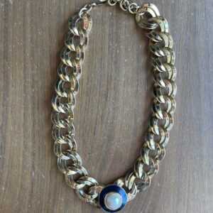 Monet Gold Tone Necklace With Large Faux Pearl