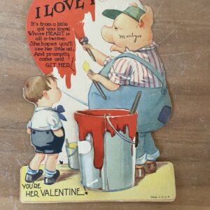 Pig Pig Painting I Love You With Little Boy Watching Card Valentine Greeting