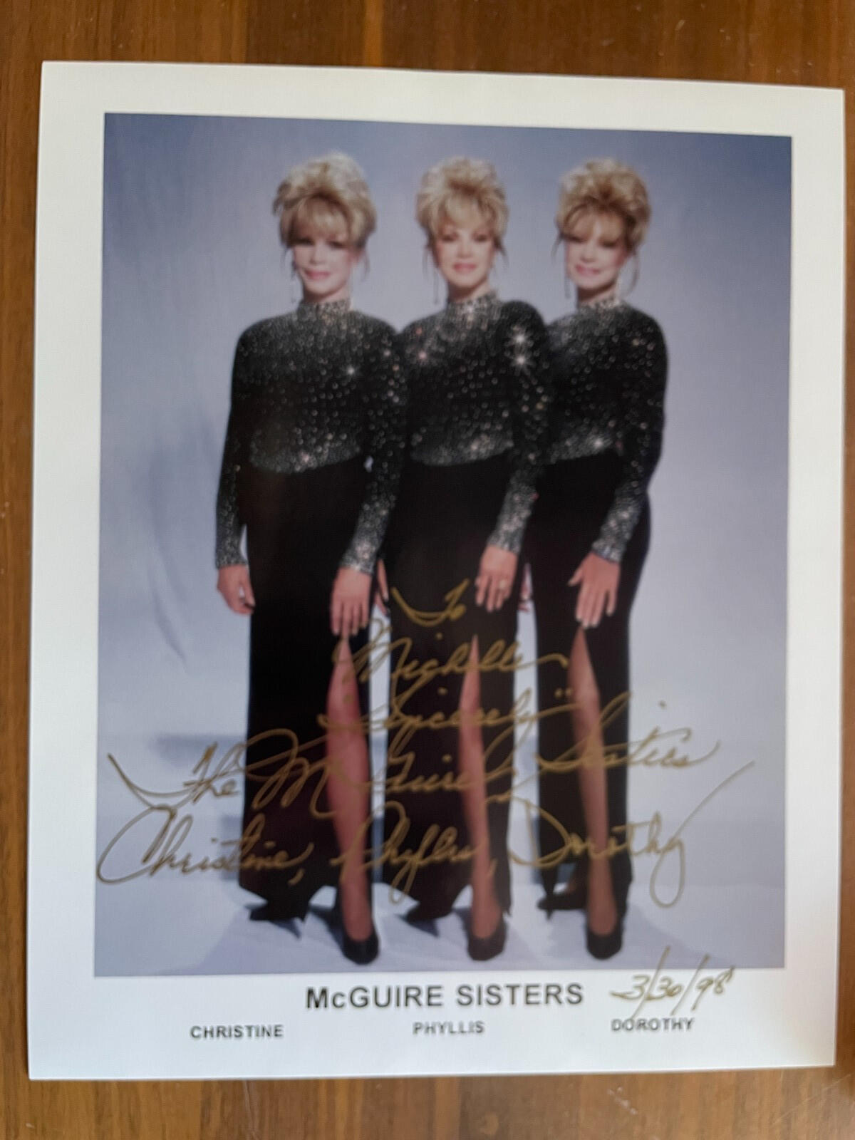 McGuire Sisters Photo Country Music Band Autographed 8x10 Photo Signed Photo