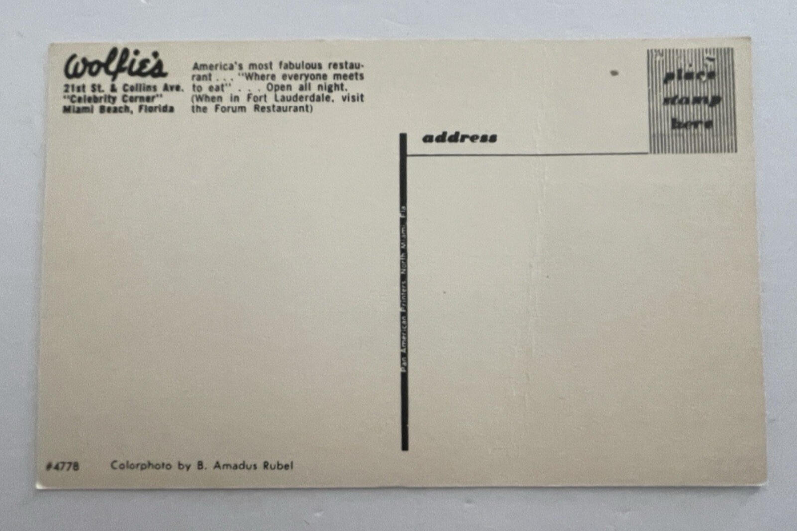 Wolfie's Coffee Shop Restaurant St Petersburg Florida Postcard Vintage Card - Image 3