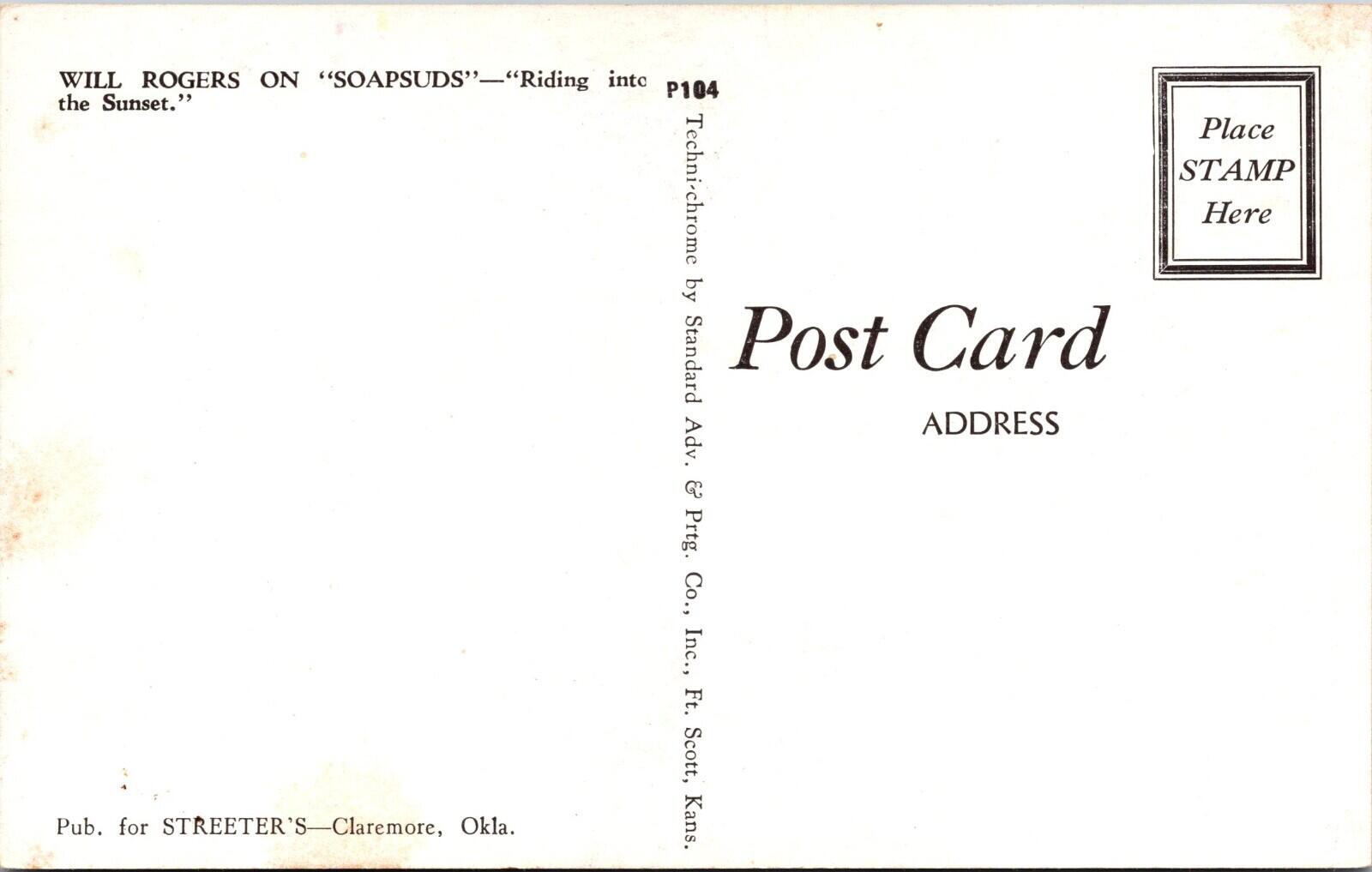Will Rogers On Soapsuds Postcard - Image 2