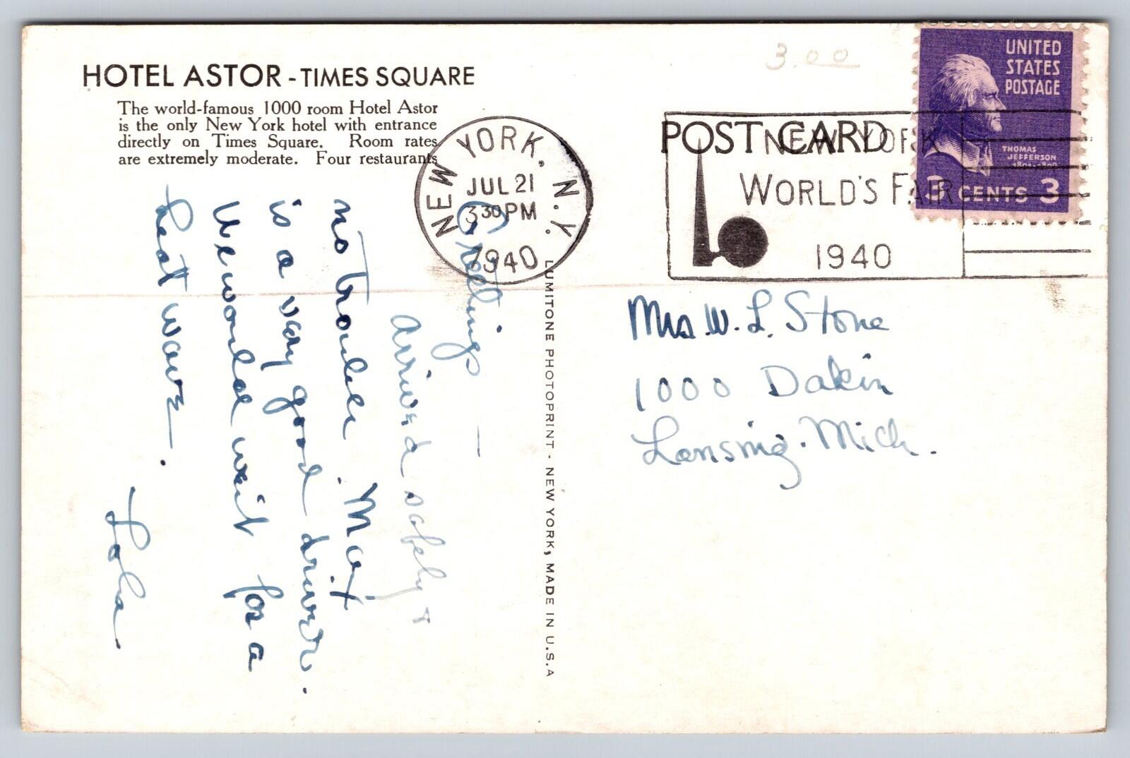 They Definitely Met At The Astor On New Year's Eve New York Postcard - Image 2