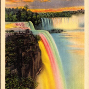 Twilight Over American And Horseshoe Falls Niagara Falls New York Postcard