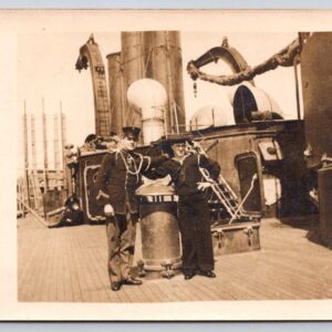 Two Sailors Onboard A Ship Postcard