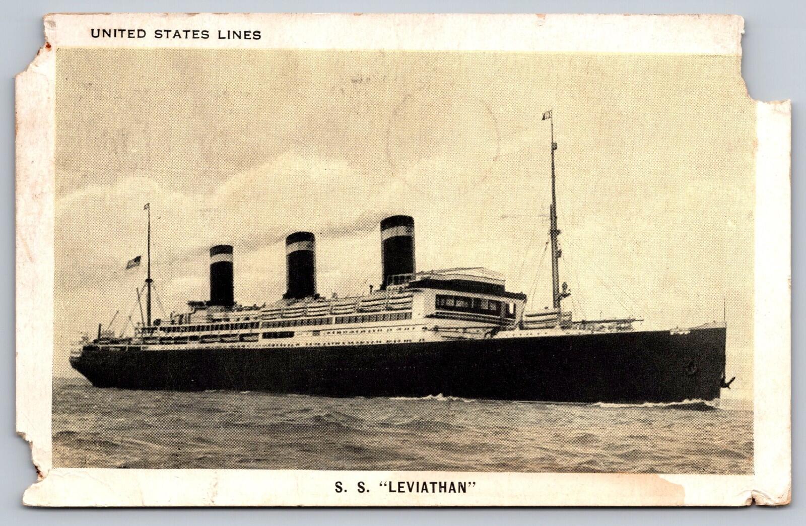 United States Line S.S. Leviathan Ship Postcard