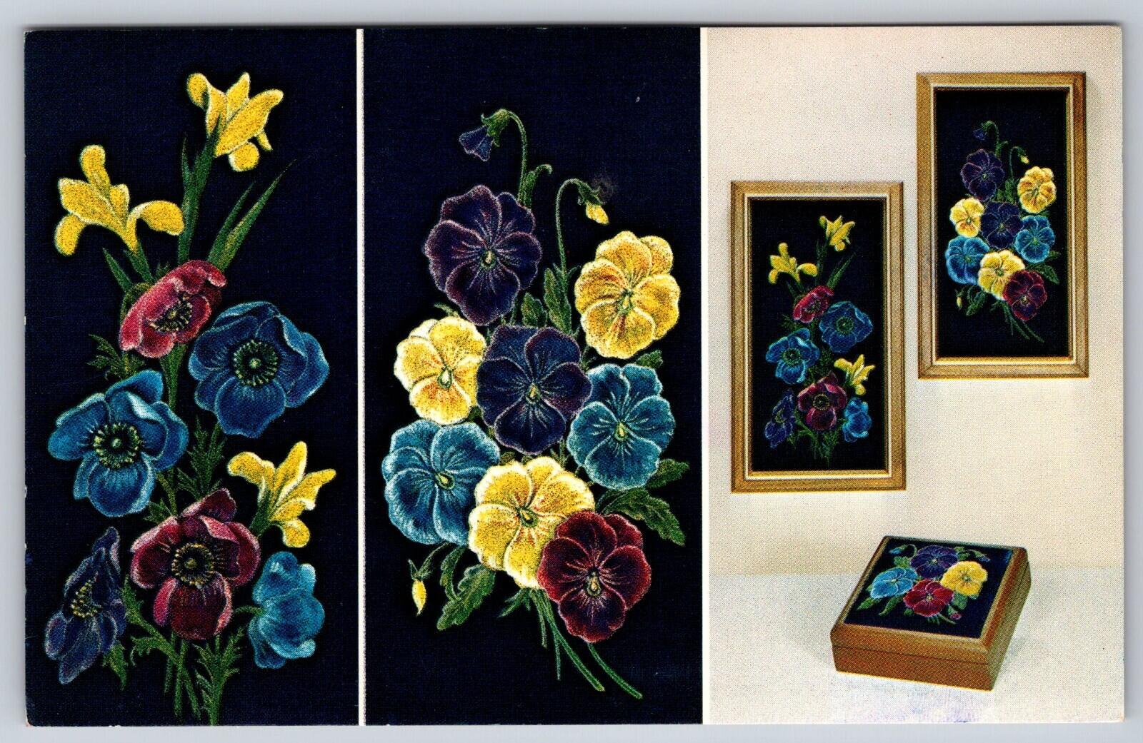 Velvetique Pansies Postcard National Handcraft Advertising Postcard