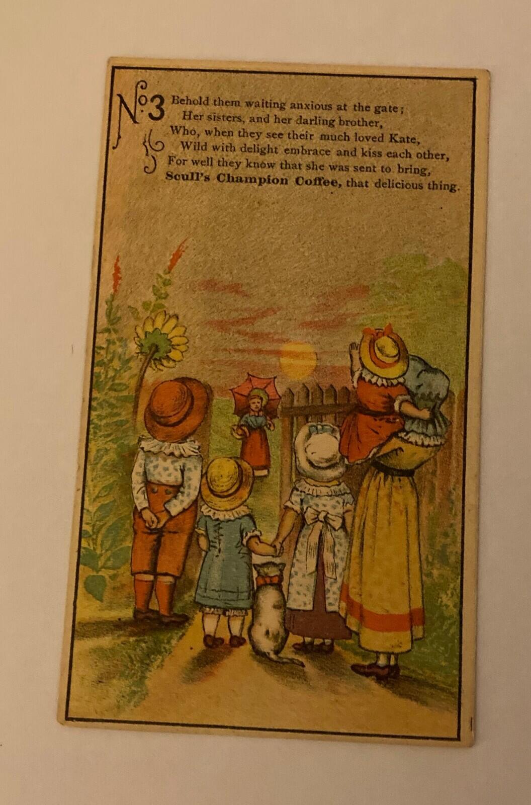 Scull's Champion Coffee Children Waiting At The Gate Trade Card