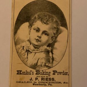 Henkel's Baking Powder Trade Card For Sale By J.P. Riess Dealer Grocery