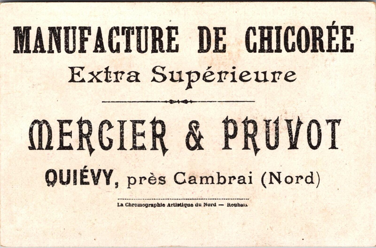 Lady Standing Map With Little Boy Manufacture De Chicoree French Trade Card - Image 2