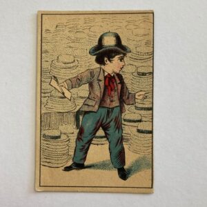 Man With Hat Shop French Trade Card Maison De La Belle Jardiniere