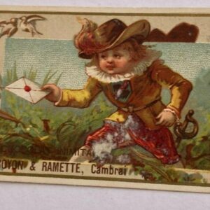 Chocolat Inimitable Little Boy Sword Fighter W/ Letter French Trade Card