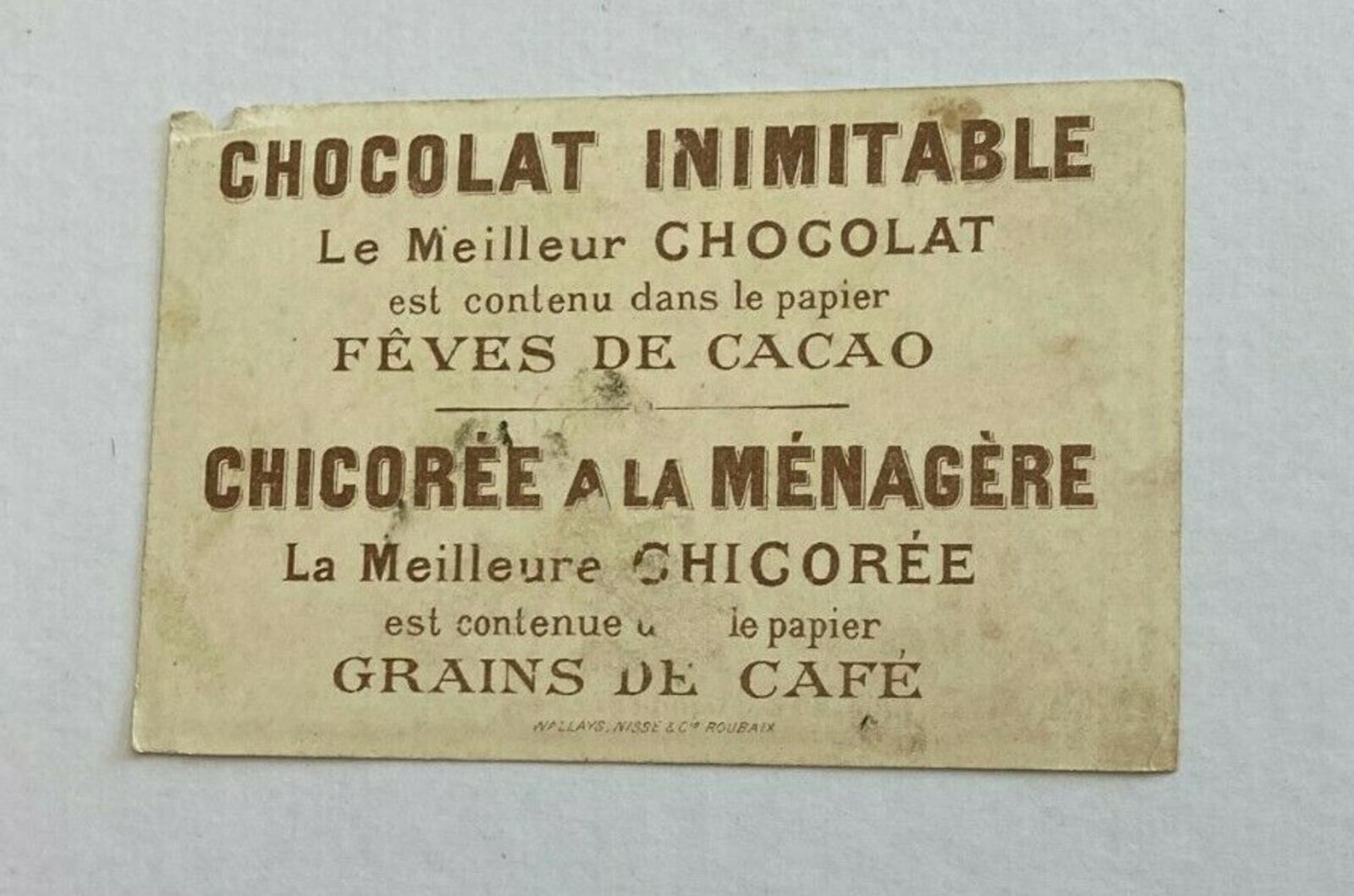 Chocolat Inimitable Little Boy Sword Fighter W/ Letter French Trade Card - Image 2