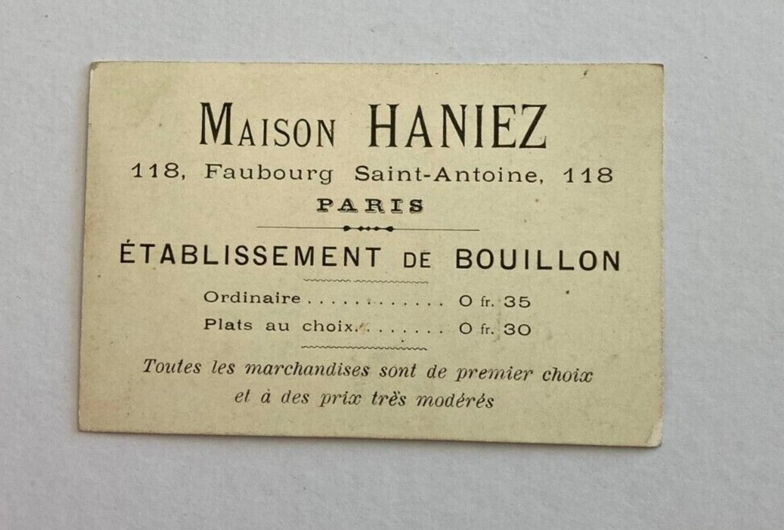 Broke Restaurant Customer Maison Haniez Trade Card - Image 2