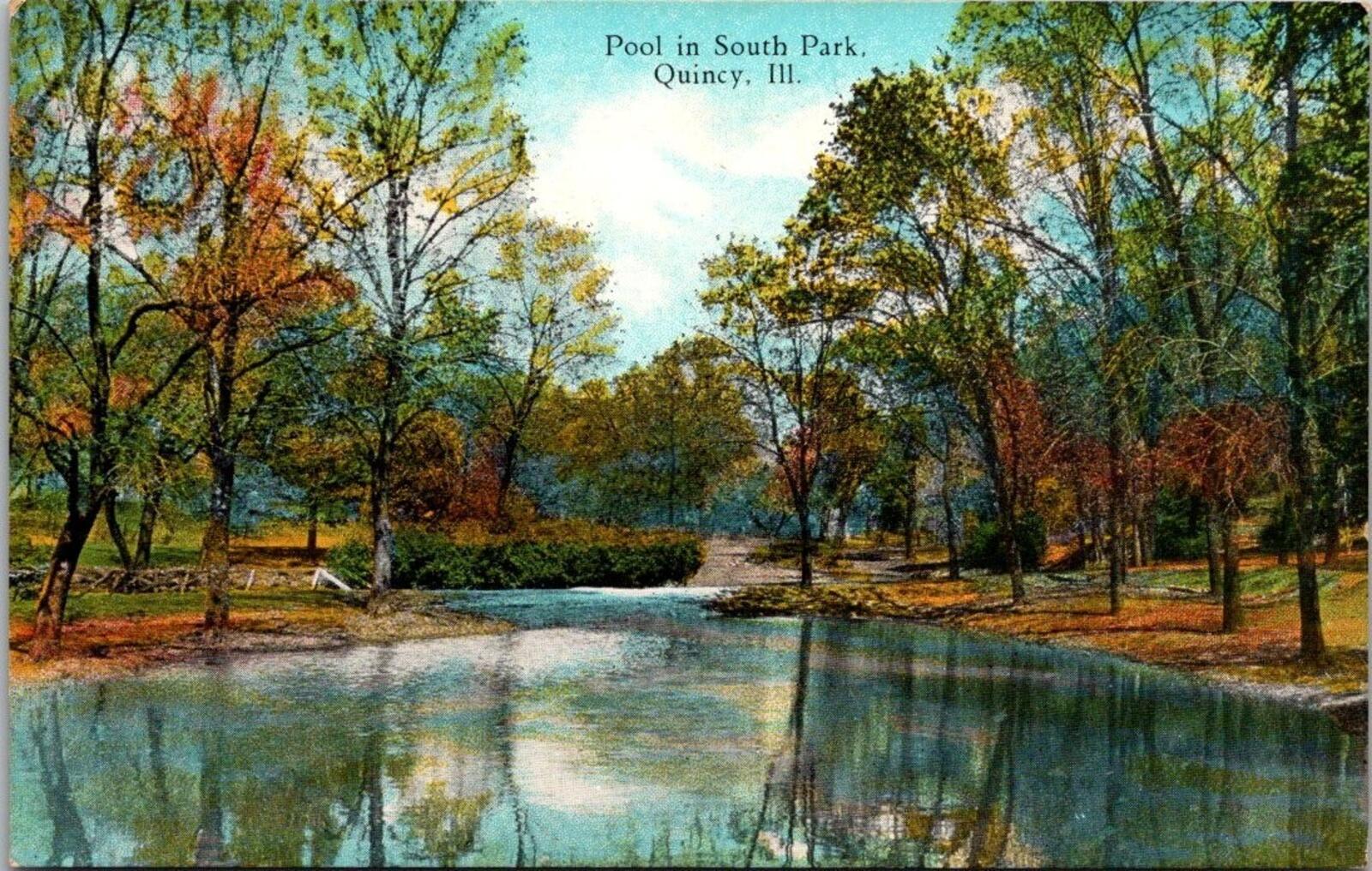 Pool In South Park Quincy Illinois Postcard Unposted