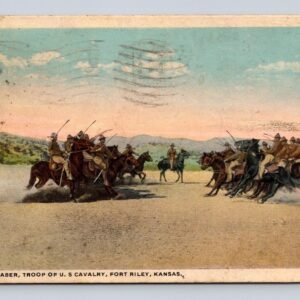 Charge Saber Troop Of U.S. Calvary Fort Riley Kansas Postcard