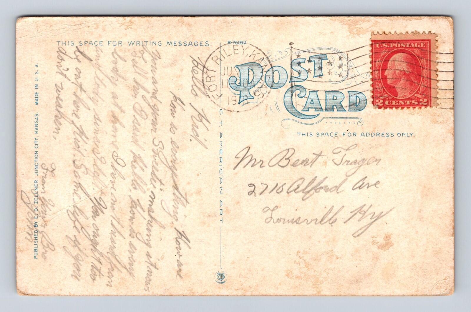 Charge Saber Troop Of U.S. Calvary Fort Riley Kansas Postcard - Image 2