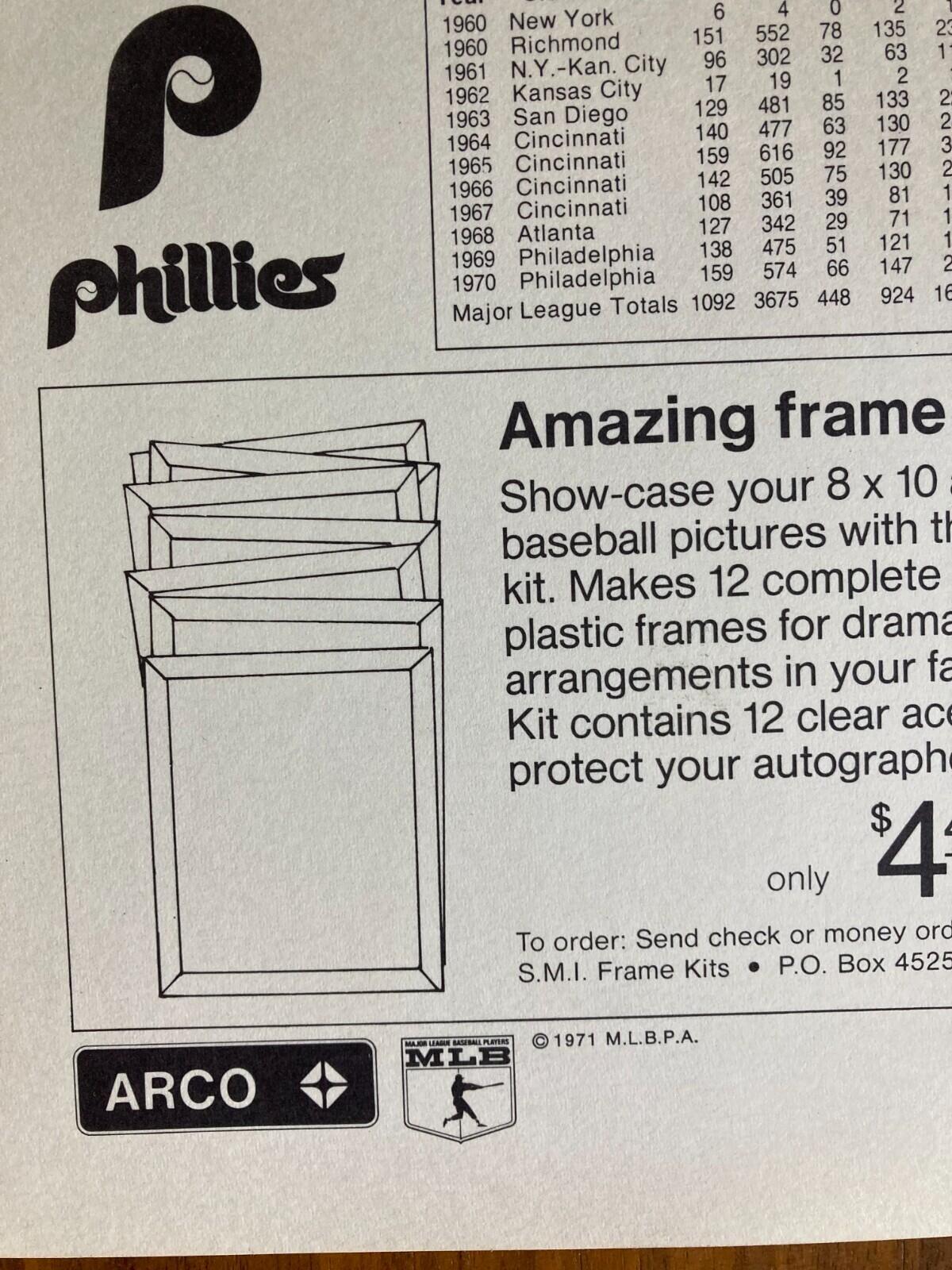 Arco Deron Johnson Photo Philadelphia Phillies Baseball Photo 1971 - Image 4