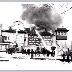 Houghten Lumber And Grain Co St Johns Fire MI Photo Reprint Firefighting Pic