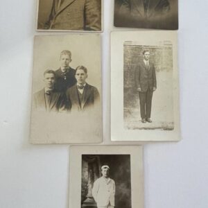 Real People Postcard Lot Of 5 Men Portraits Military RPPC Postcards