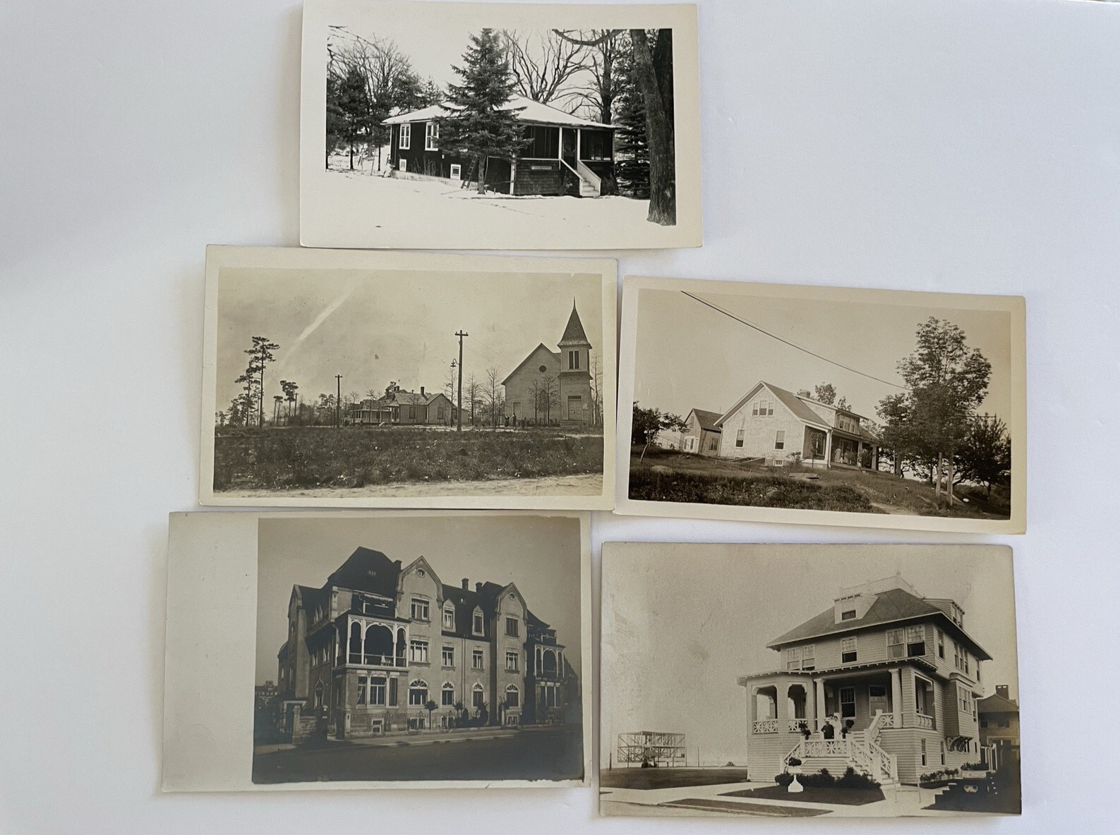 Real Photo Postcard Lot Of 4 Unposted Lot Of RPPC Postcards Houses And 1 Photo