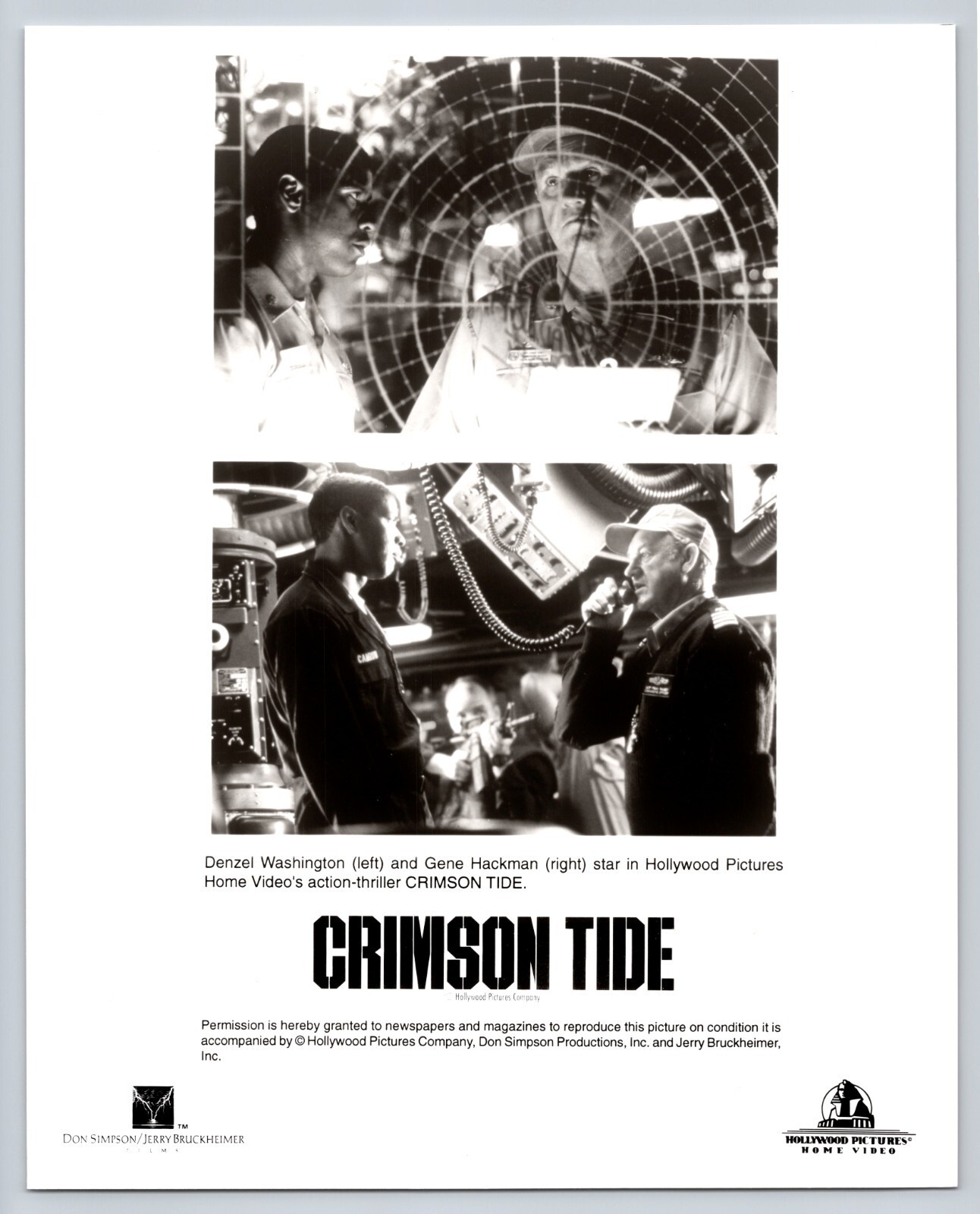 Crimson Tide Movie Photo Denzel Washington Photo 8 x 10 Photograph