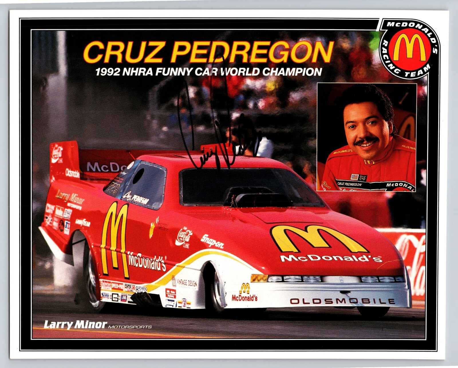 Cruz Pedregon Photo Signed Drag Racing Photo Race Car Driver Photo Autographed