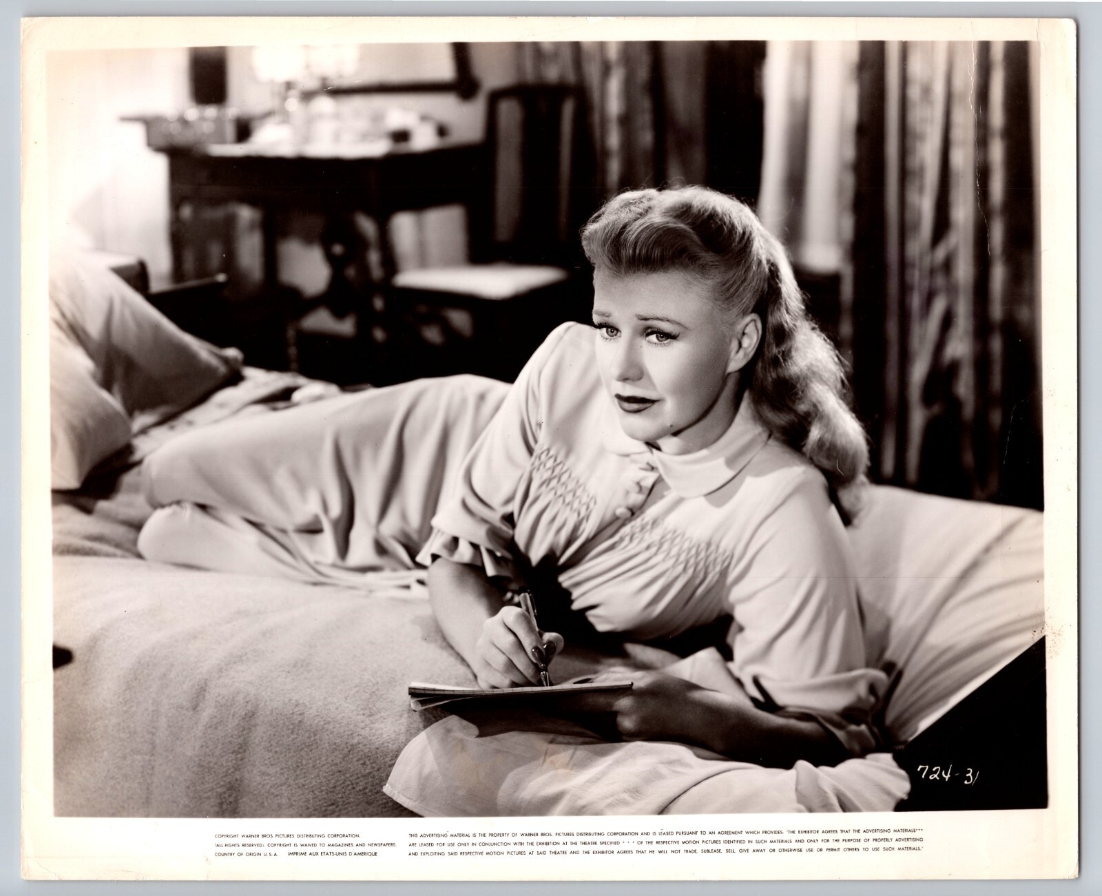 Ginger Rogers Photo Lying Down In A Nightgown Photo