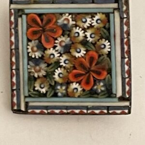 Italian Glass Floral Micro Mosaic Brooch Pin Made In Italy Vintage