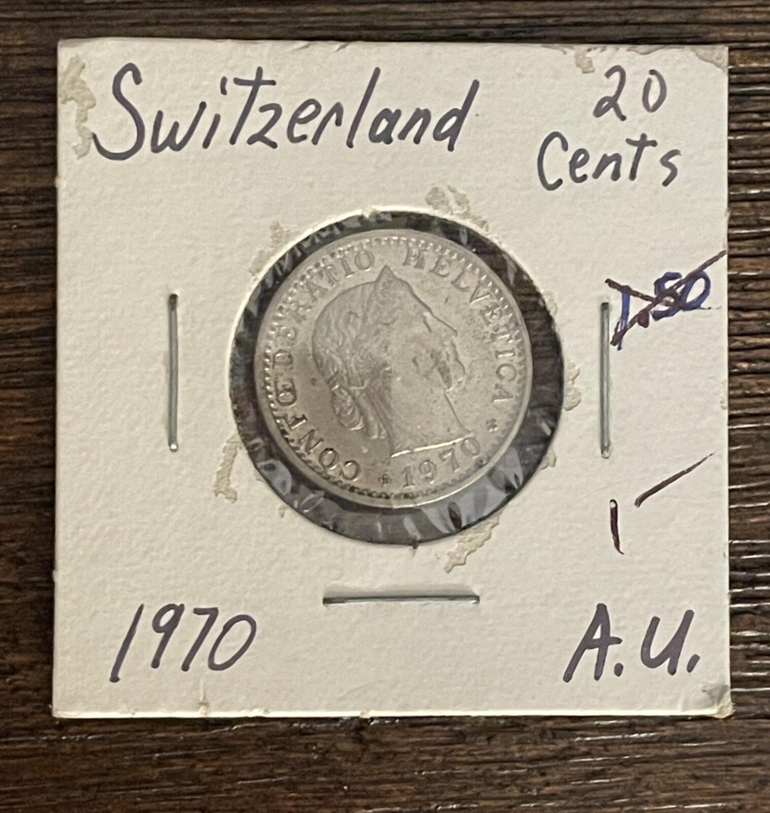 Switzerland 20 Rappen Cents Coin 1970
