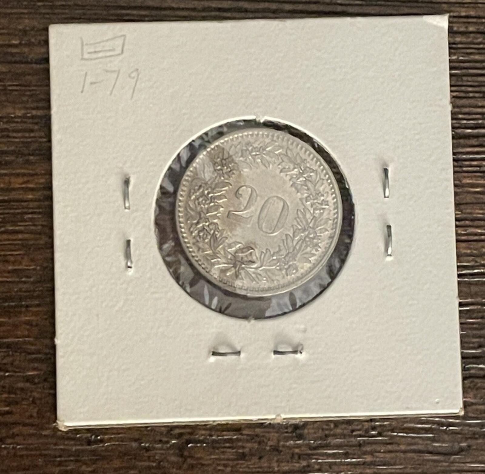 Switzerland 20 Rappen Cents Coin 1970 - Image 3