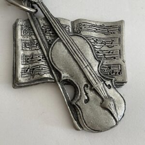 Violin And Musical Notes Keychain Key Chain Seagull Pewter