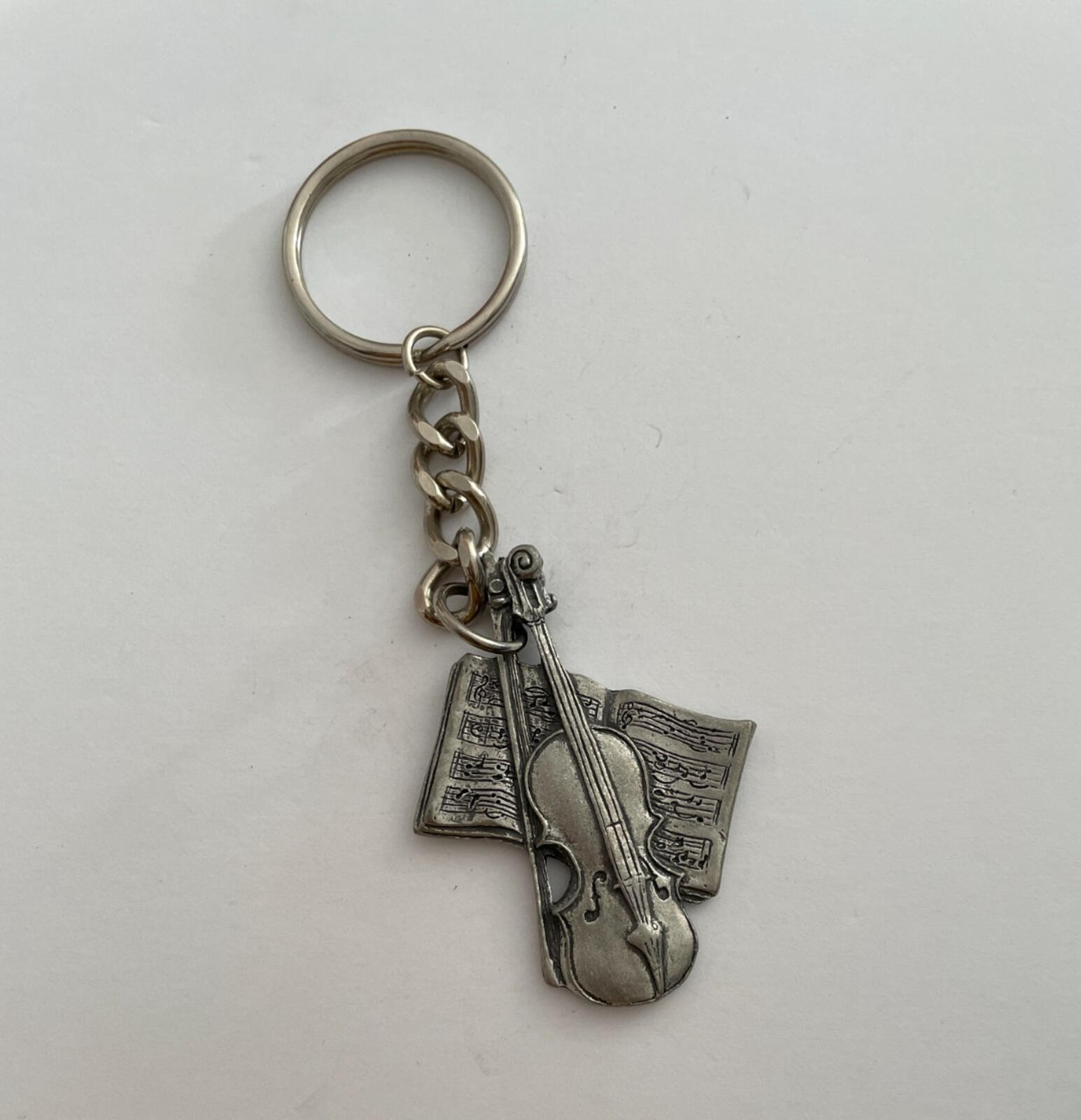 Violin And Musical Notes Keychain Key Chain Seagull Pewter - Image 2